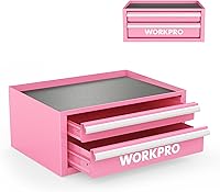 Vista 1 de WORKPRO 12.5" Mini Tool Box with 2 Drawers & 1 Open Top Storage, Small Metal Tool Chest with PVC Liners & PP Feet Pads, Cold Rolled Steel Toolbox