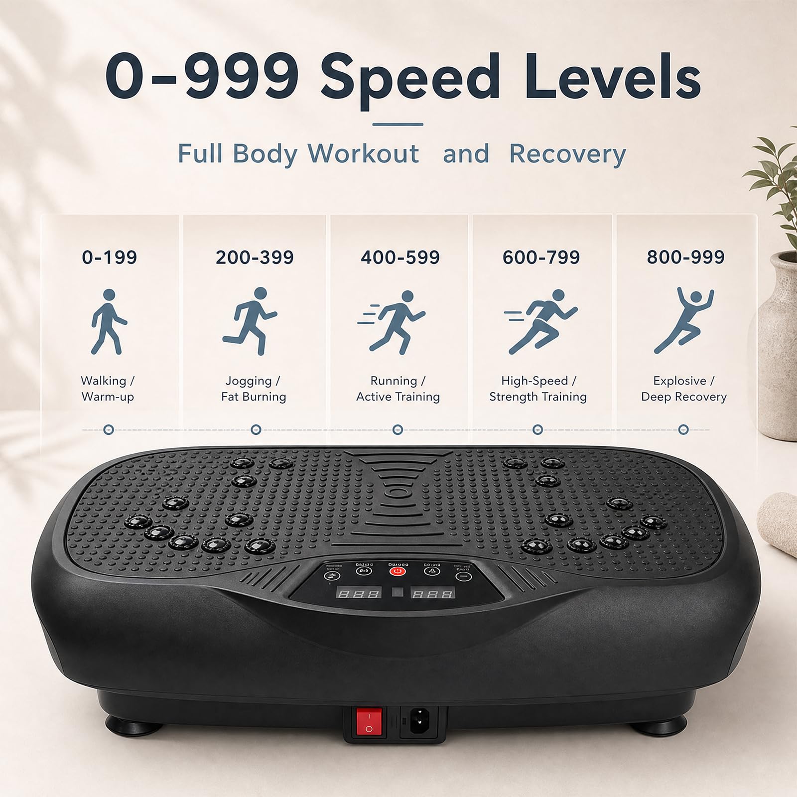 Natini Dispositivo de fitness con placa de vibración para entrenamiento de cuerpo completo, plataforma de vibración y drenaje linfático para pérdida de peso, escuela deportiva en casa, barra de