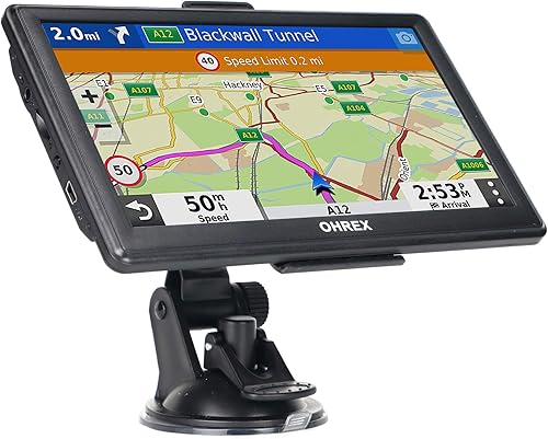 Navegación GPS para coche y autocaravana, GPS de 7 pulgadas de pantalla táctil del vehículo, mapas gratuitos de por vida de América del Norte USA 7