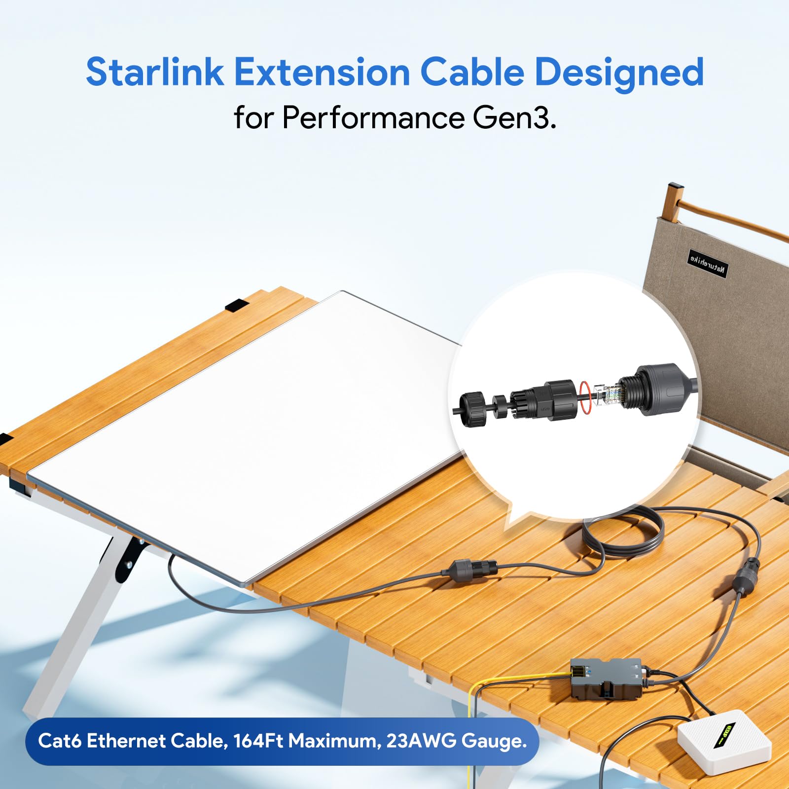 EDUP Starlink - Adaptador Ethernet Performance Gen 3 – 30 cm / 1FT resistente al agua, conector RJ45, extensión de cable Ethernet para Starlink Performance Gen 3