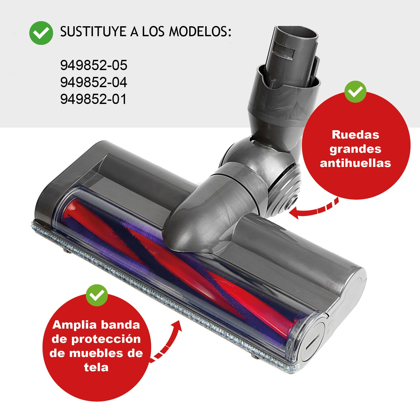 Spares2go Cabezal de Cepillo Compatible con Dyson V6 DC59 DC58 Animal aspiradora motorizada, Herramienta con Barra de Rodillos 949852-05 + Herramienta para depilación