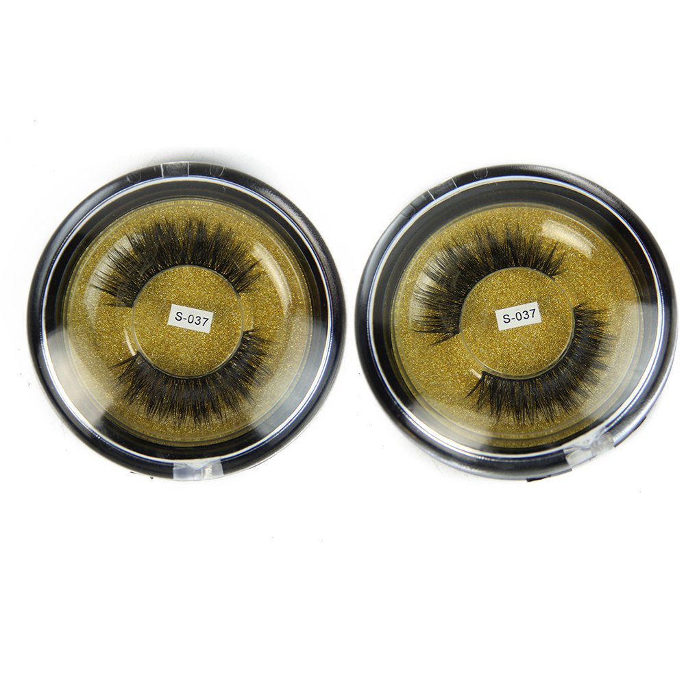 Fake Eyelashes 3D Mink Fur False Eyelashes Thick Cross Style 2 Pairs Easy Eye Lashes For Makeup