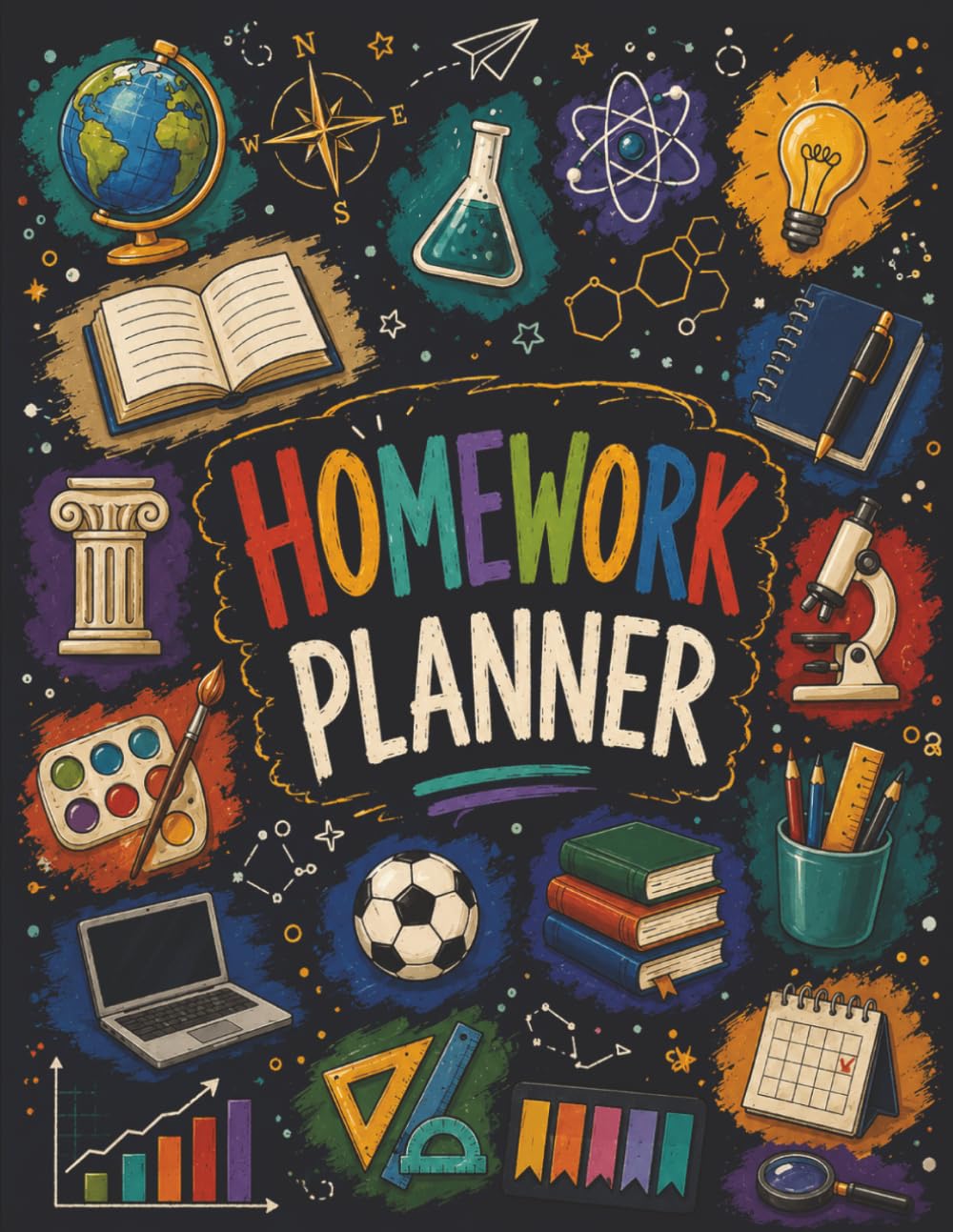 COLORFUL HOMEWORK PLANNER: Undated Assignment Tracker Notebook for Elementary, Middle School, High School, and College Students | Simple Layout for ... Tasks, Including ADHD-Friendly Planning
