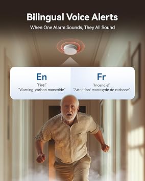 SITERWELL Smoke Detector Combo Smoke & Carbon Monoxide Alarm, 10-Year Battery CO Detectors,Smoke and Carbon Monoxide Detector with Bilingual Voice Alerts,Reduced Nuisance Alarms, 4 Packs