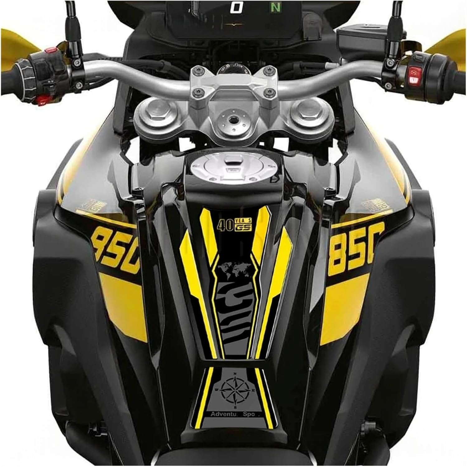 Motorcycle Tank Sticker 3D Motorcycle Fuel Tank Pad Sticker Protector Triple Black 40 Years Decal for F850GS F750GS 2020-2024.