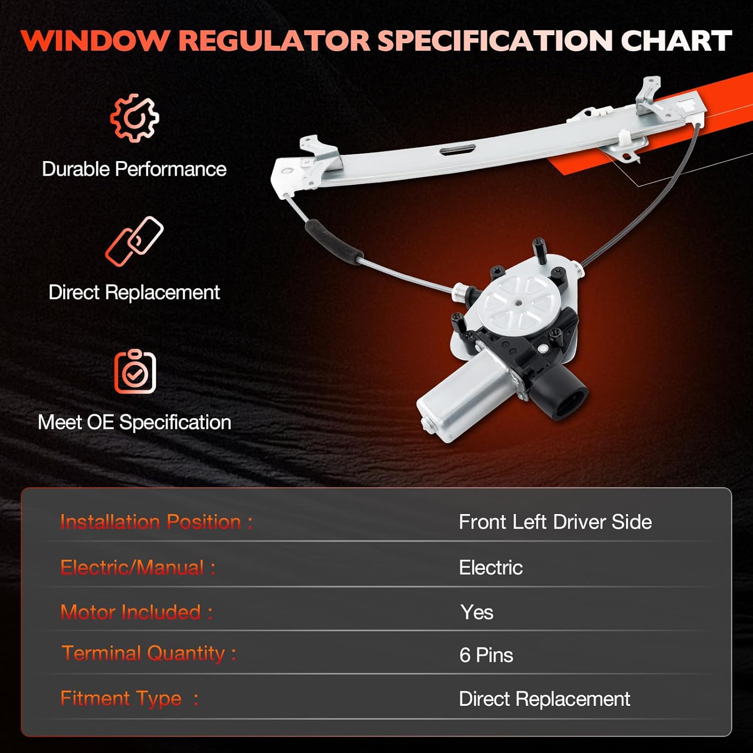 741-305 Front Right Passenger Side Power Window Regulator with Motor Assembly Compatible with 2003-2007 Honda Accord (Coupe 2-Door Only) Replace# 741305