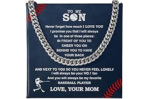 Personalized Boys Baseball Necklace Son Pendant Gifts from Mom, Dad to Baseball Player