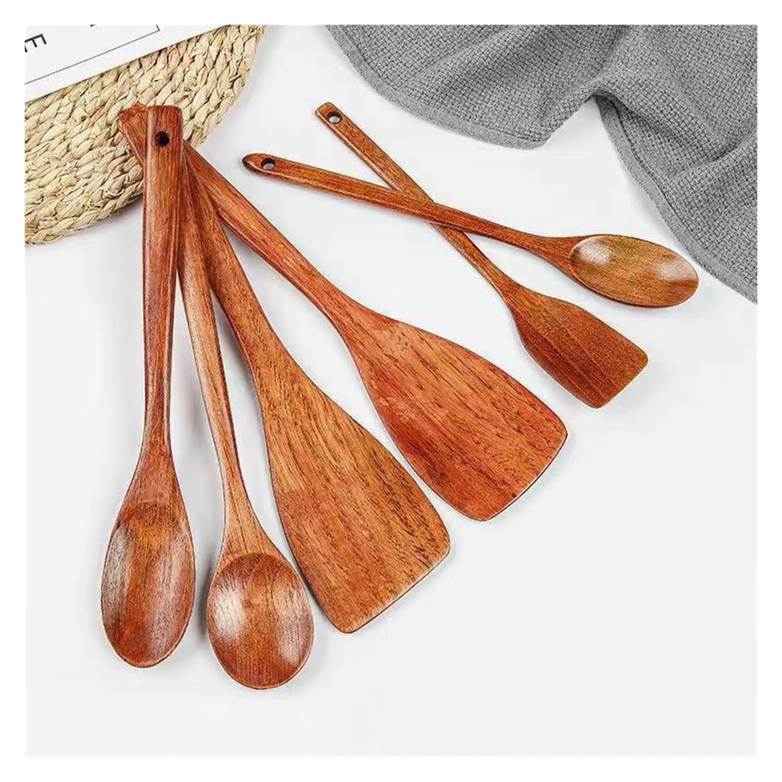 Kemutang Cuchara De Madera Cuchara De Madera Espátula De Madera Cuchara De Sopa De Estilo Japonés De Madera Maciza(3pcs)