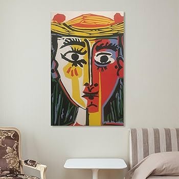 Amazon.co.jp: パブロ・ピカソ帽子をかぶった女性の肖像絵画