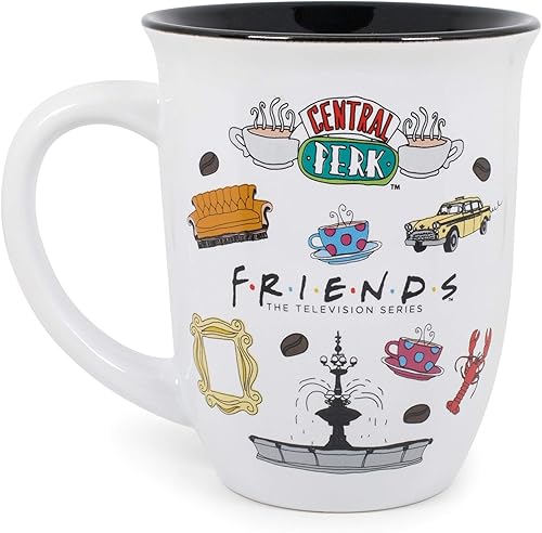 Miniatura 9 de Silver Buffalo Friends Central Perk - Taza de café grande de cerámica estilo cámper para capuchino, café con leche, cacao caliente o té caliente, 20