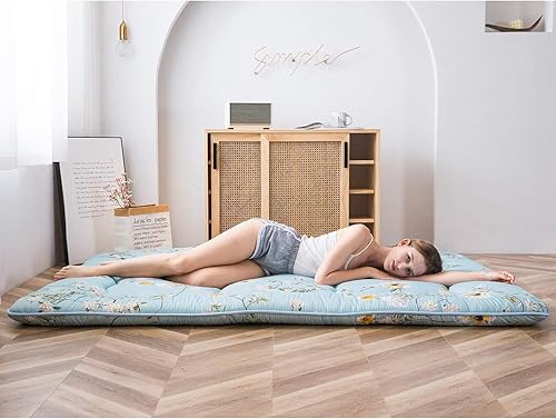 Miniatura 3 de MAXYOYO Colchón de suelo coreano floral rústico, colchón de futón japonés, cama plegable, colchón enrollable, colchón de camping, tumbona, cama y