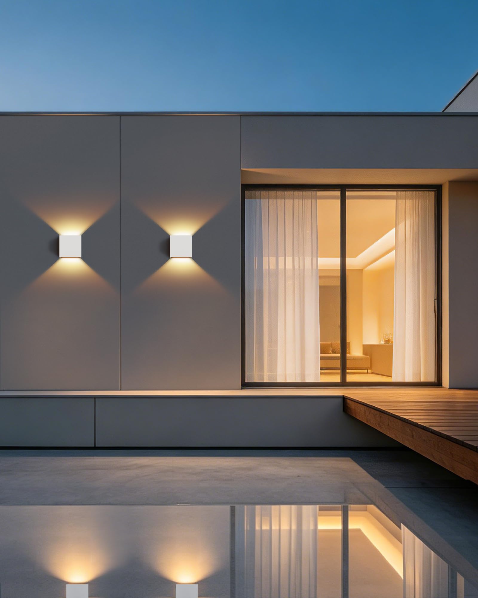 Applique Murale LED Intérieur et Extérieur, Lot de 2, Blanc Chaud 3000K, Ampoule G9 Remplaçable, Étanche IP65, 9W 700 Lumens, Angle de Faisceau Réglable 0-120°, Aluminium, Blanc Sable
