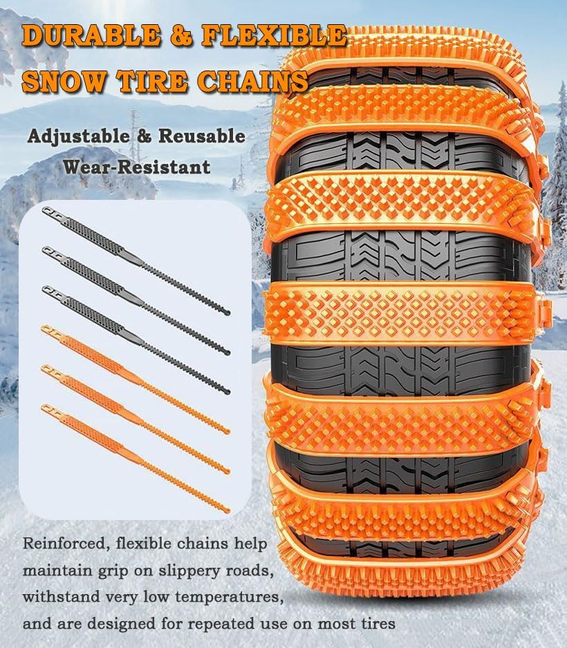 10PCS Snow Tire Chains for Lexus LS 2010-2025 Adjustable Anti-Slip Tire Ties for SUV Car Pickup Thickened Reusable Emergency Winter Traction Black