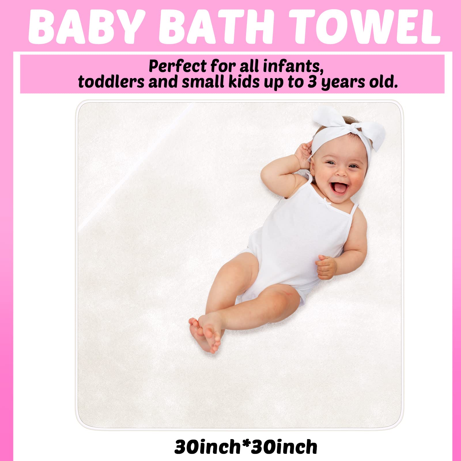 Reginary Paquete de 4 toallas con capucha para bebé, toallas de baño de forro polar coral, 76 x 76 cm, manta de baño suave y absorbente con capucha para recién nacidos, niños y niñas, suministros de