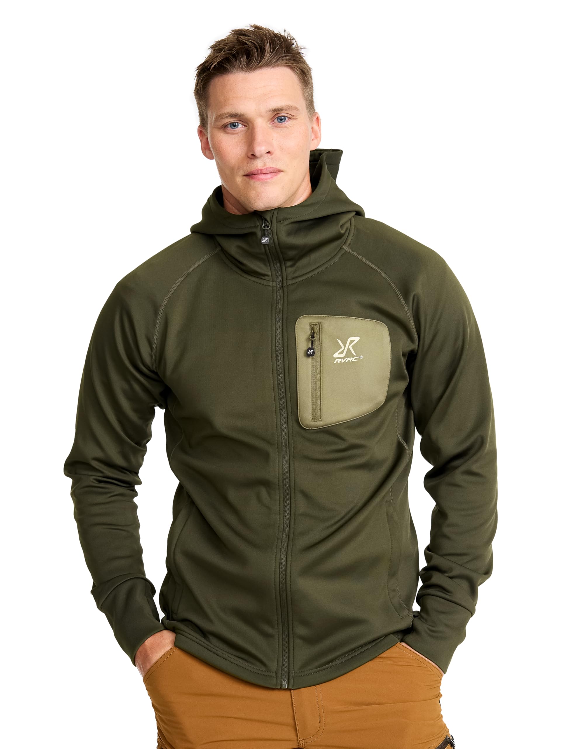 RevolutionRace Evolution Stretch Fleece Hoodie für Herren, Zip Hoodie für Wandern und Outdoor-Aktivitäten