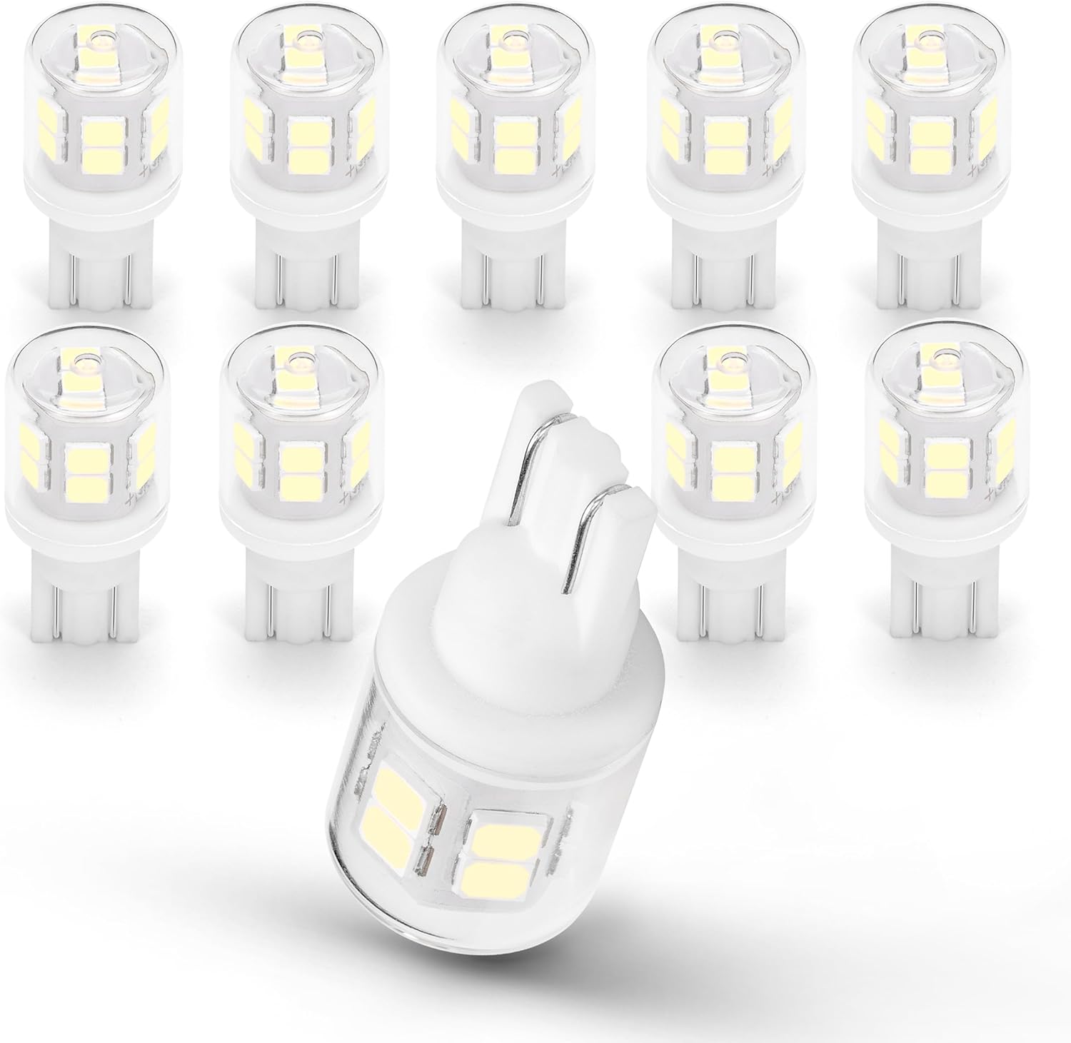 10Pcs Bright T10 921 922 912 194 168 906 2825 Led Bulbs for 12V RV Tralier Interior Ceiling Dome Light, Cool White 6000k, LED Camper Boat Trunk Car Marine Map License Backup Reverse Lamp Lights