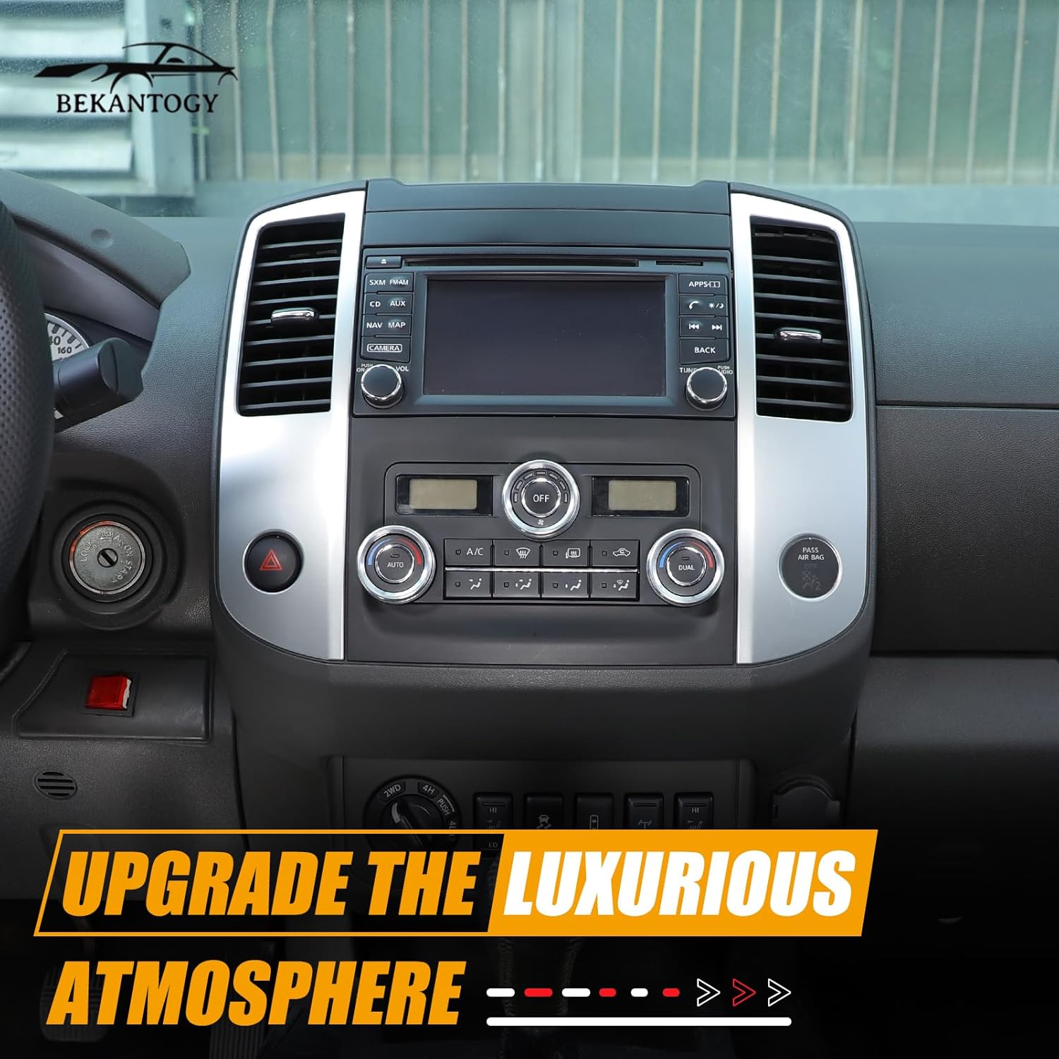 3PCS Car Air Conditioner Switch Button Knob Cover Compatible with Nissan Frontier 2009-2020 Aluminum Alloy AC Button Trims Center Console Knob Trim Car Interior Accessories (Silver)