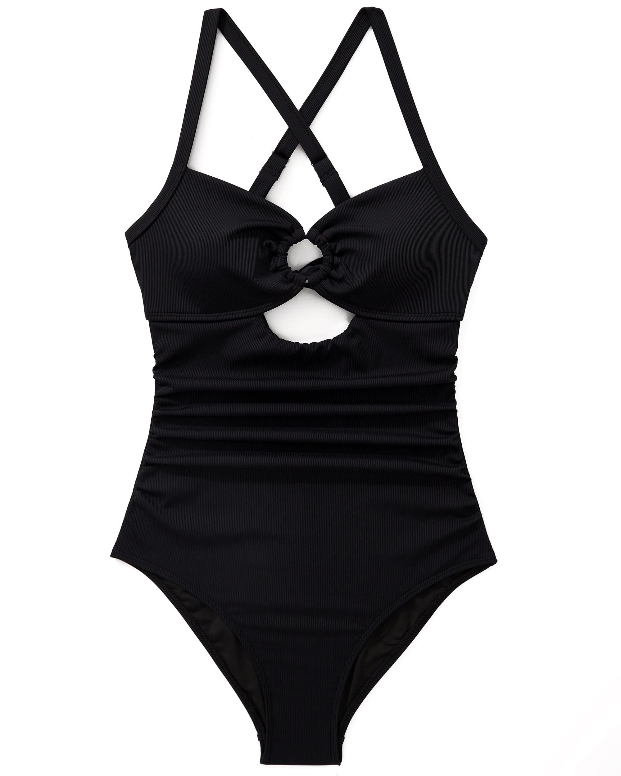 DOULAFASS Maillot de bain côtelé pour femme, ventre plat, push-up, coupe ajustée, sexy, dos nu, maillot de bain