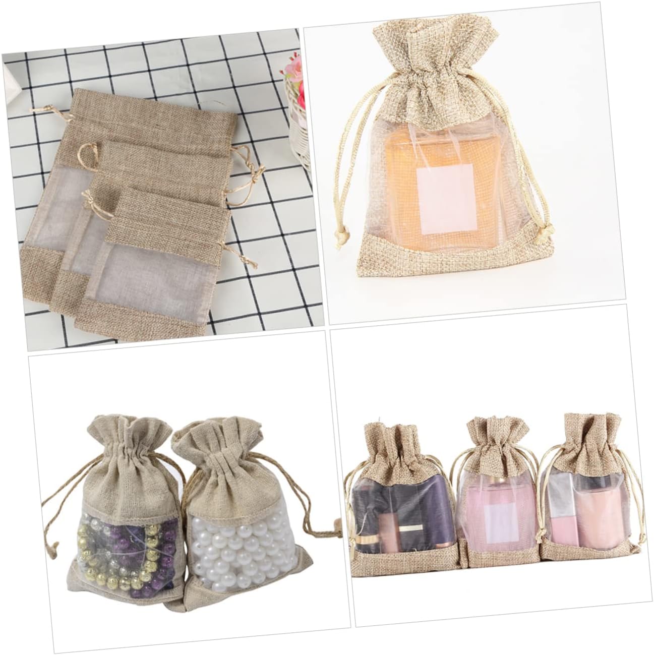12pcs Fashionable Drawstring Goodies Bag for Candy Packaging Candy Drawstring Pouches Simple Elegant Design for Home Organization