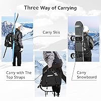 Vista 6 de Bolsa para botas de esquí – 65L acolchada, mochila de viaje de esquí impermeable para equipo y accesorios