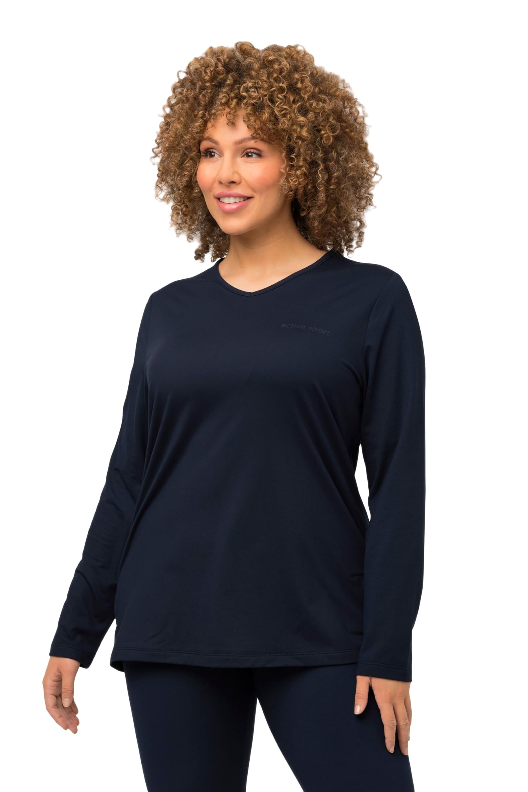 Ulla Popken Damen große Größen Übergrößen Plus Size Ski-Funktionsshirt, schnelltrocknend, Loop, Langarm 751623