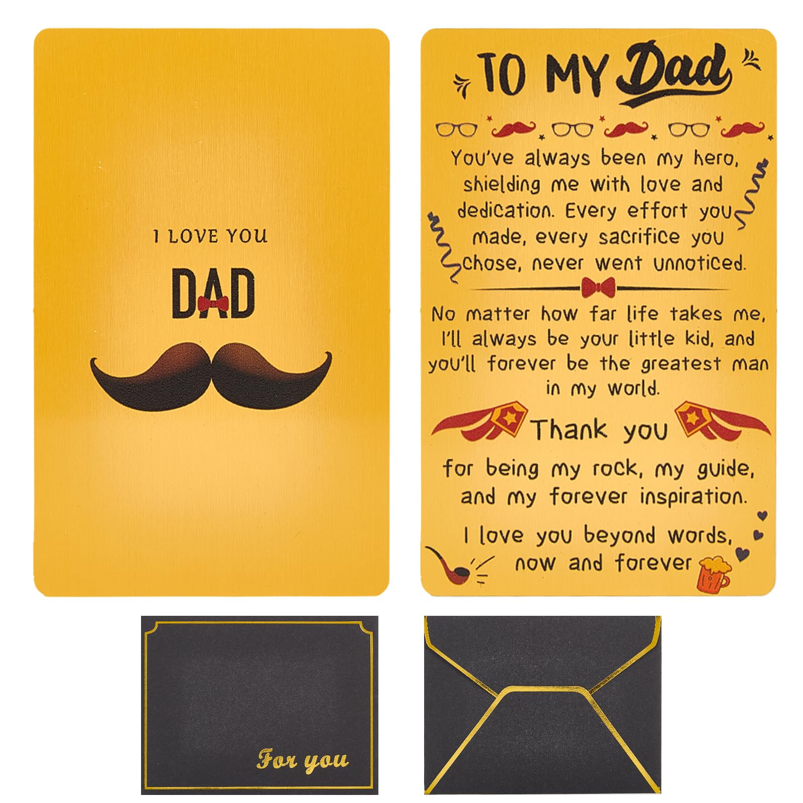 SZTGR To My Dad Gifts Engraved Wallet Card from Son, Father‘s Day Gifts from Son, I Love You Dad Birthday Card - I'll Always Be Your Little Boy (Gold)