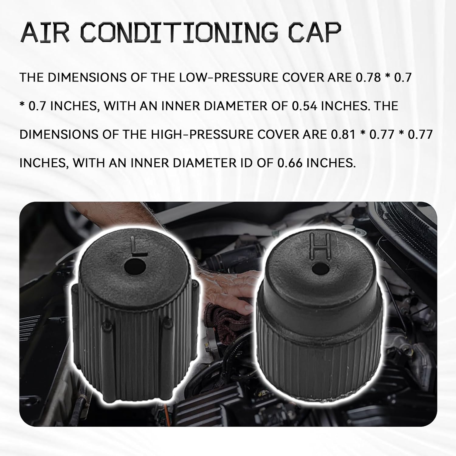 10PCS R134a Car AC Charging Port Covers Kit - 13mm Low Pressure & 16mm High Pressure Valve Caps Kit, Universal Air Conditioning System Sealing Repair Parts for Most Vehicles (Black)