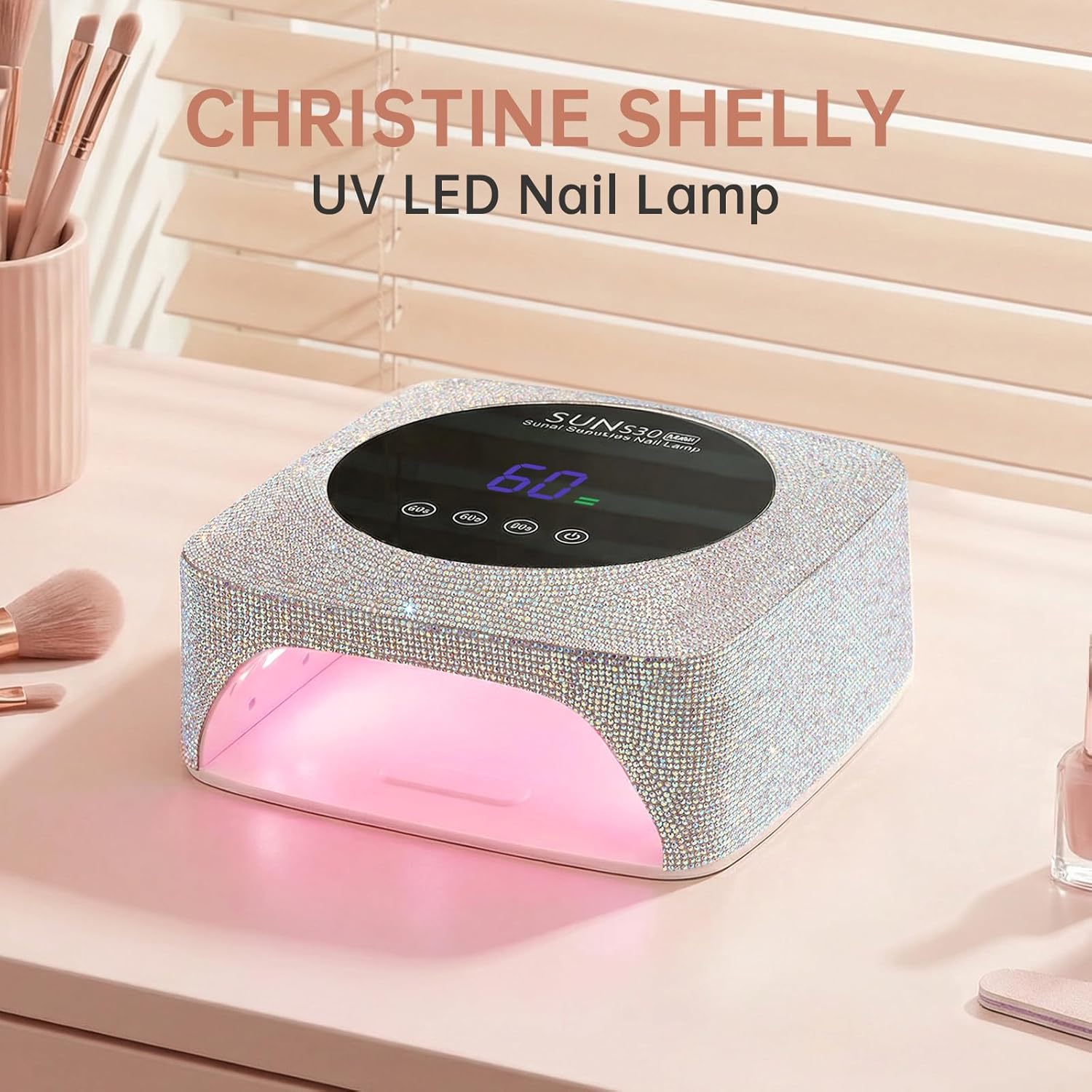 UV Nail Lamp 96W Rechargeable Gel Curing Lamp, Cordless Nail Dryer Gel Polish Light with Large LCD Display, with 3 Timer Setting Auto Sensor for Salon and Home (AB Diamond)