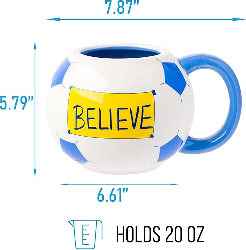 Miniatura 3 de Silver Buffalo - Taza de cerámica esculpida en 3D con forma de balón de fútbol de Ted Lasso Believe, 20 onzas