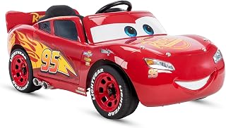 Huffy Lightning McQueen 6V Ride-On Toy Car: Disney Pixar Cars for Kids 3-7, LED Headlights, Engine Sounds, 2.5 MPH Max Speed
