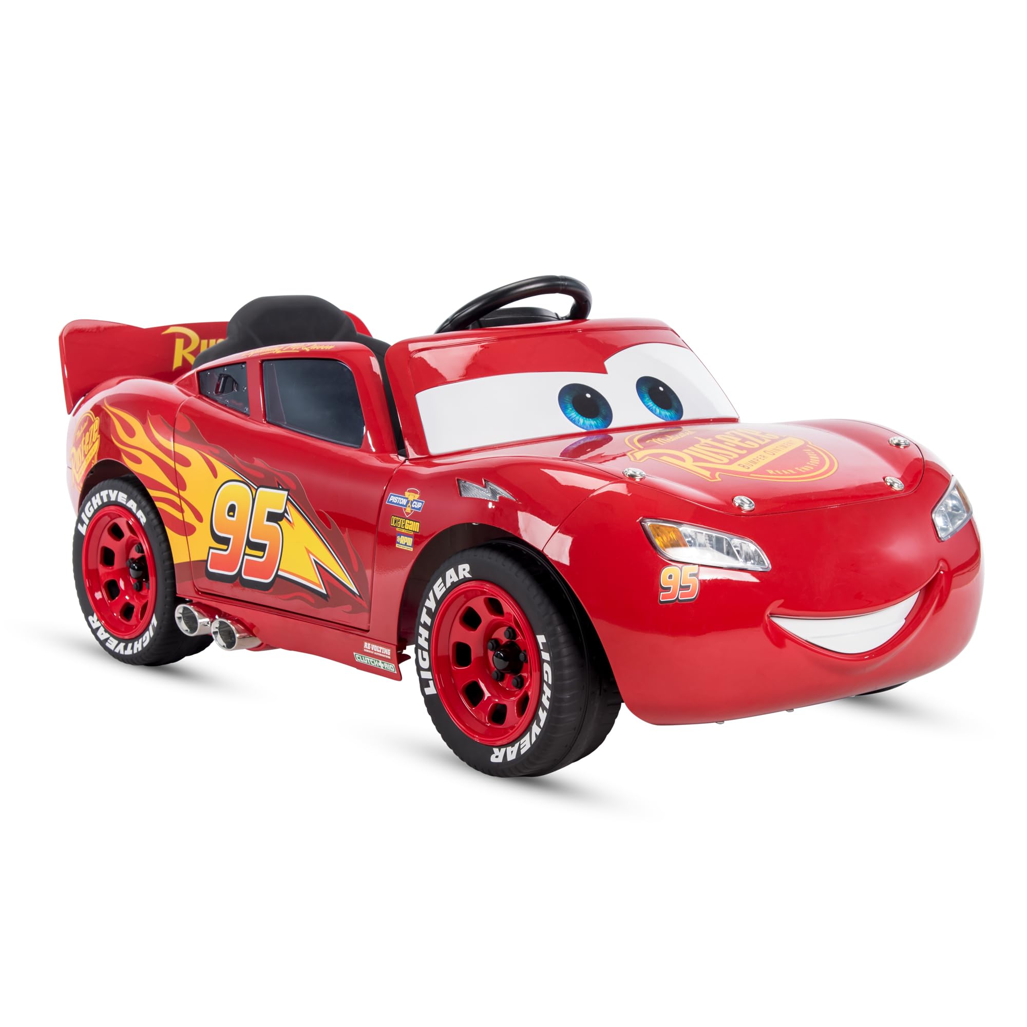 Huffy Lightning McQueen 6V Ride-On Toy Car with Headlights & Engine Sounds, Foot Pedal Drive, Up to 2.5 MPH, Ages 3–7