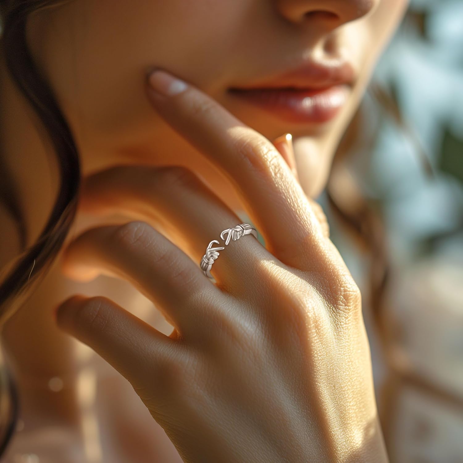 INFUSEU 925 Sterling Silver Hug Love Rings for Women Girls Cute Gifts for Her - Image 4