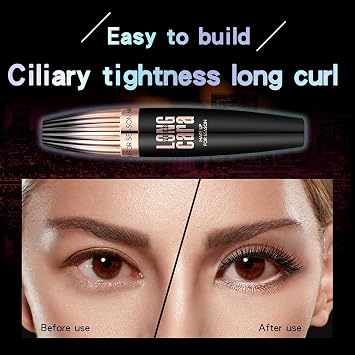 4D Silk Fiber Lash Mascara Black, Volume and Length Waterproof, Clump-Free, Long-Lasting,Natural Smudge Proof, Long Cara Volumising & Lengthening