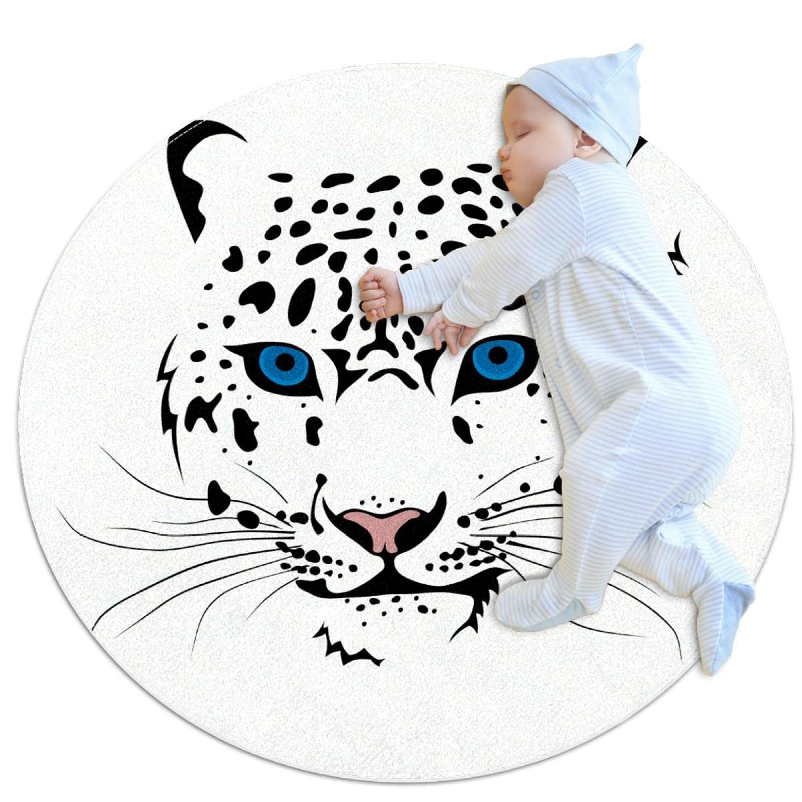 Tapis de jeu pour enfants guépard doux et antidérapant rond 80cm