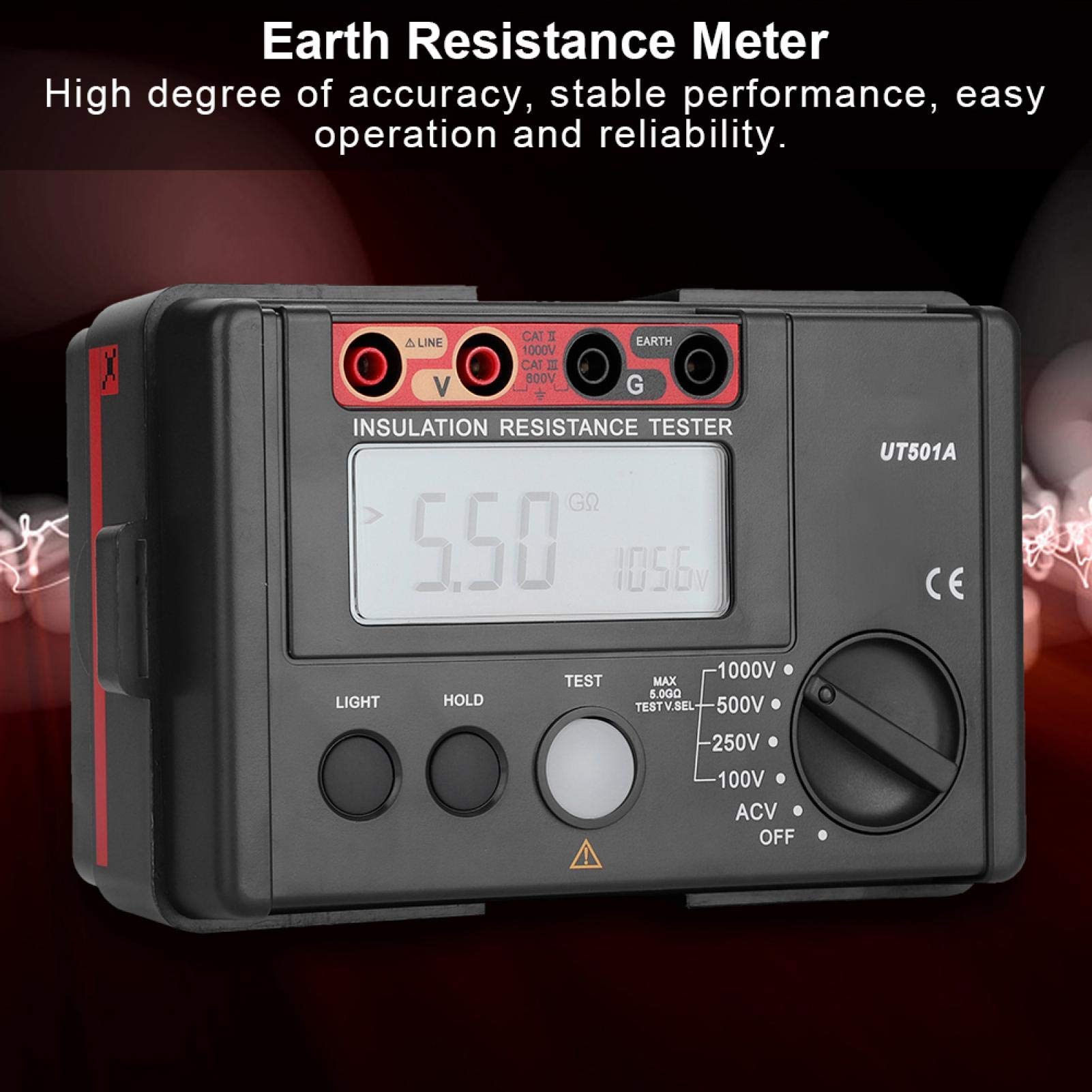 Isolierung Widerstand Tester UT501A 1000V Erdungswiderstandsmesser Voltmeter-Messgerät Wechselspannungsmultimeter
