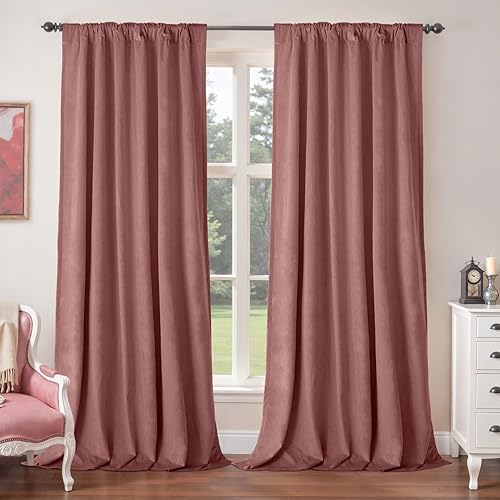 Miniatura 9 de BGment Cortinas de terciopelo negro de 90 pulgadas para dormitorio, cortinas de decoración de Halloween, cortinas opacas con aislamiento térmico con