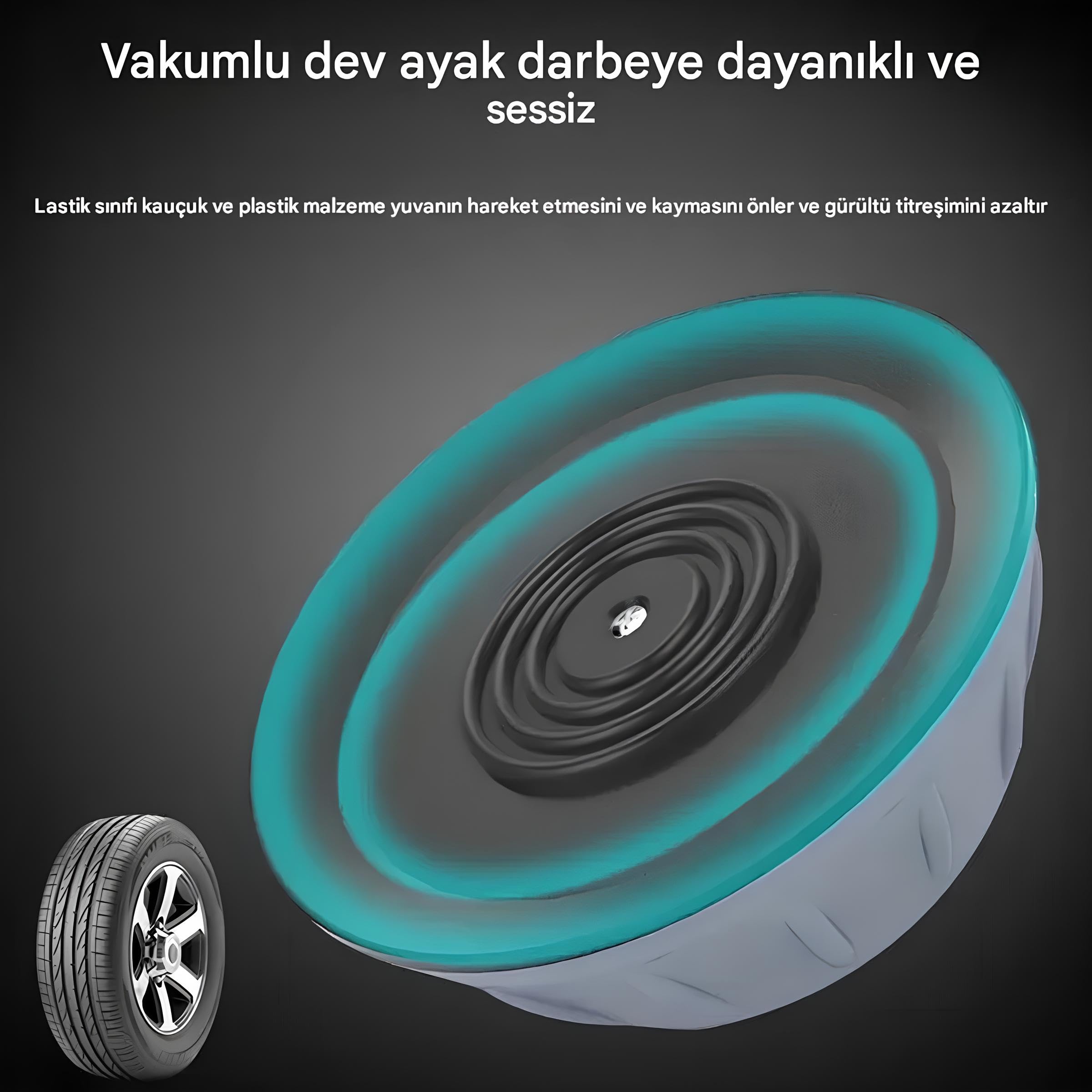 Kanji Çamaşır Makinesi, Bulaşık Makinesi ve Buzdolabı Titreşim Engelleyici Ayak Pedi 4'lü Set – Gürültü Azaltıcı, Kaymaz, 4 cm Yükseltici Mobilya ve Beyaz Eşya Lastik Ped