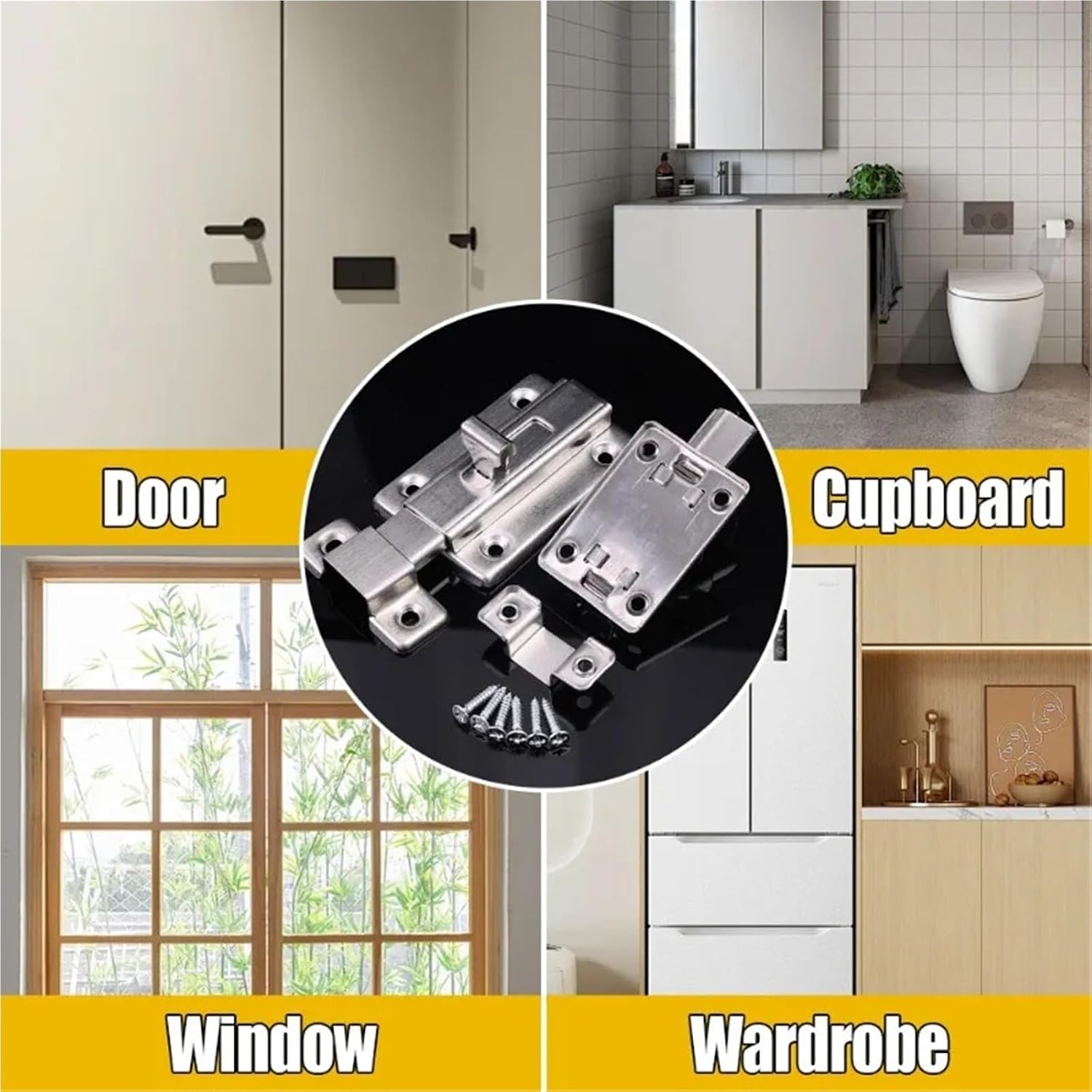 2inch Stainless Steel Self-Elastic Latch Cabinet Hinges Double-Ended Door Bolts Sliding Lock Barrel Bolt Latches Safety Doors Hardware 1Pcs