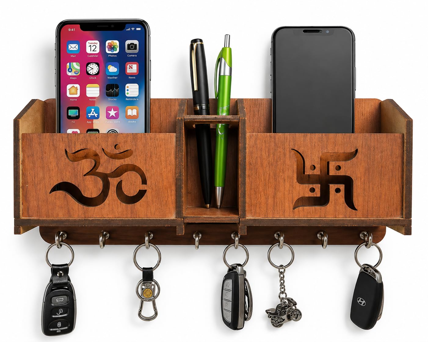 Wooden Om Key Holder - Stylish Wall Decor -1