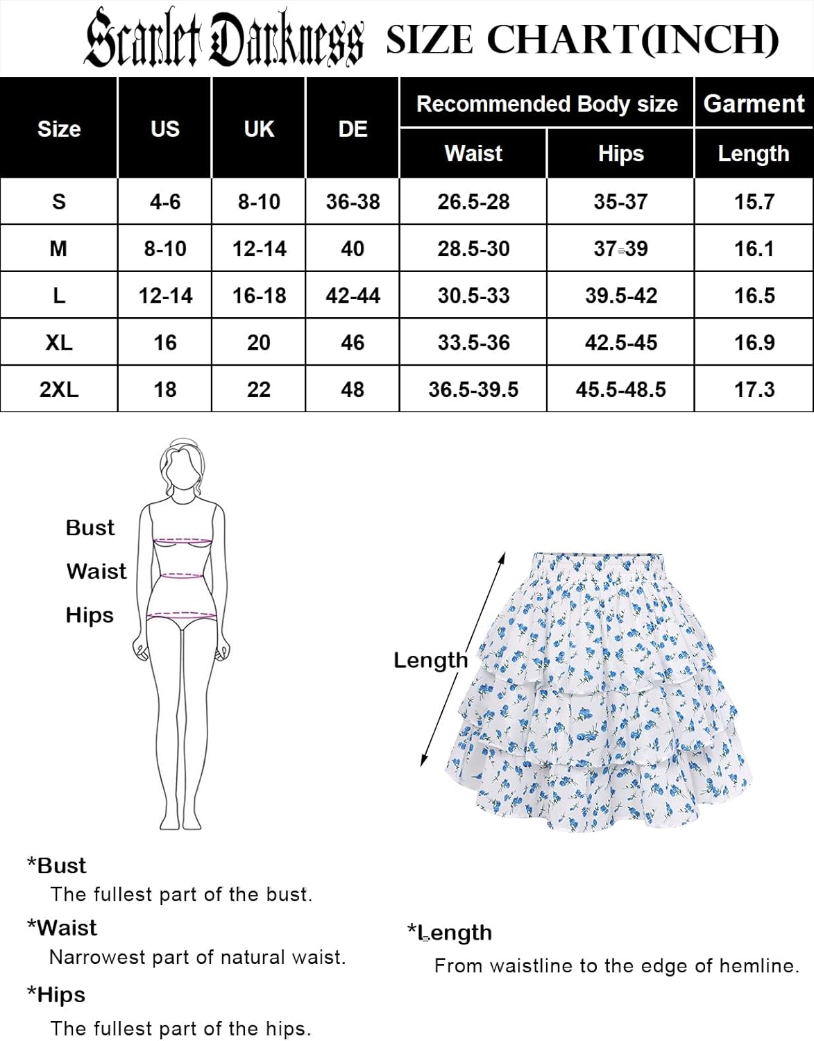 Scarlet Darkness Mini Skirts for Women Summer Floral Skorts Tiered Ruffle Shorts Skater Boho Skirt with Pockets - Image 7