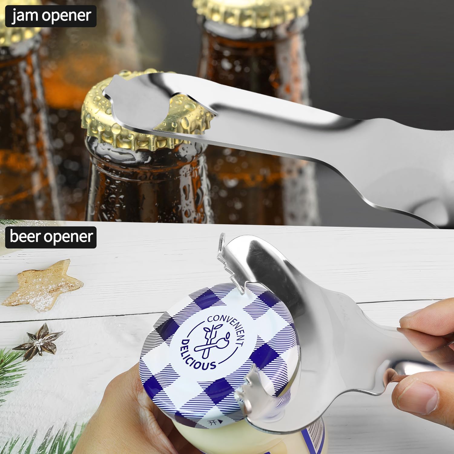 2 Pack Stainless Steel Multifunctional Mason Jar Opener, Easy Twist Manual Handheld Tool, for Sealed Canning Lids, Easy Twist Manual Handheld Top Remover