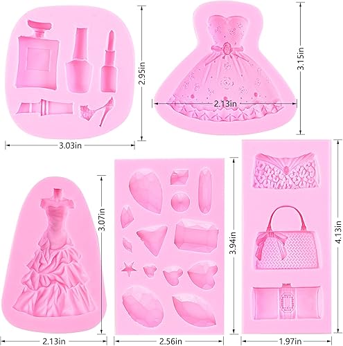 Miniatura 2 de Lindos moldes de arcilla de silicona de princesa de ballet, cesta de flores, botella de vino, molde para hornear chocolate, mini molde de fondant en