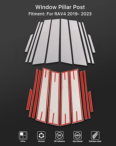Miniatura 2 de Para Toyota RAV4 2025 2024 2023 2022 2021 2020 2019, cubierta de acero inoxidable, 10 piezas de cubierta de tira decorativa deportiva exterior