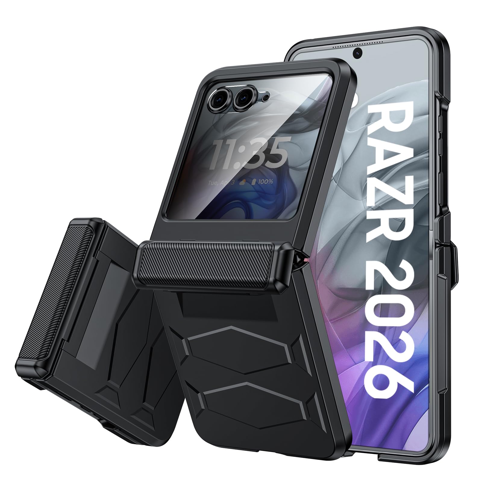 View 1 of Vizvera for Motorola Razr 2026 Case with Hinge Cover,Built-in Privacy Screen Protector Shockproof All-Inclusive Smartphone Cover Wireless Charging for Motorola Razr 2026(Black)