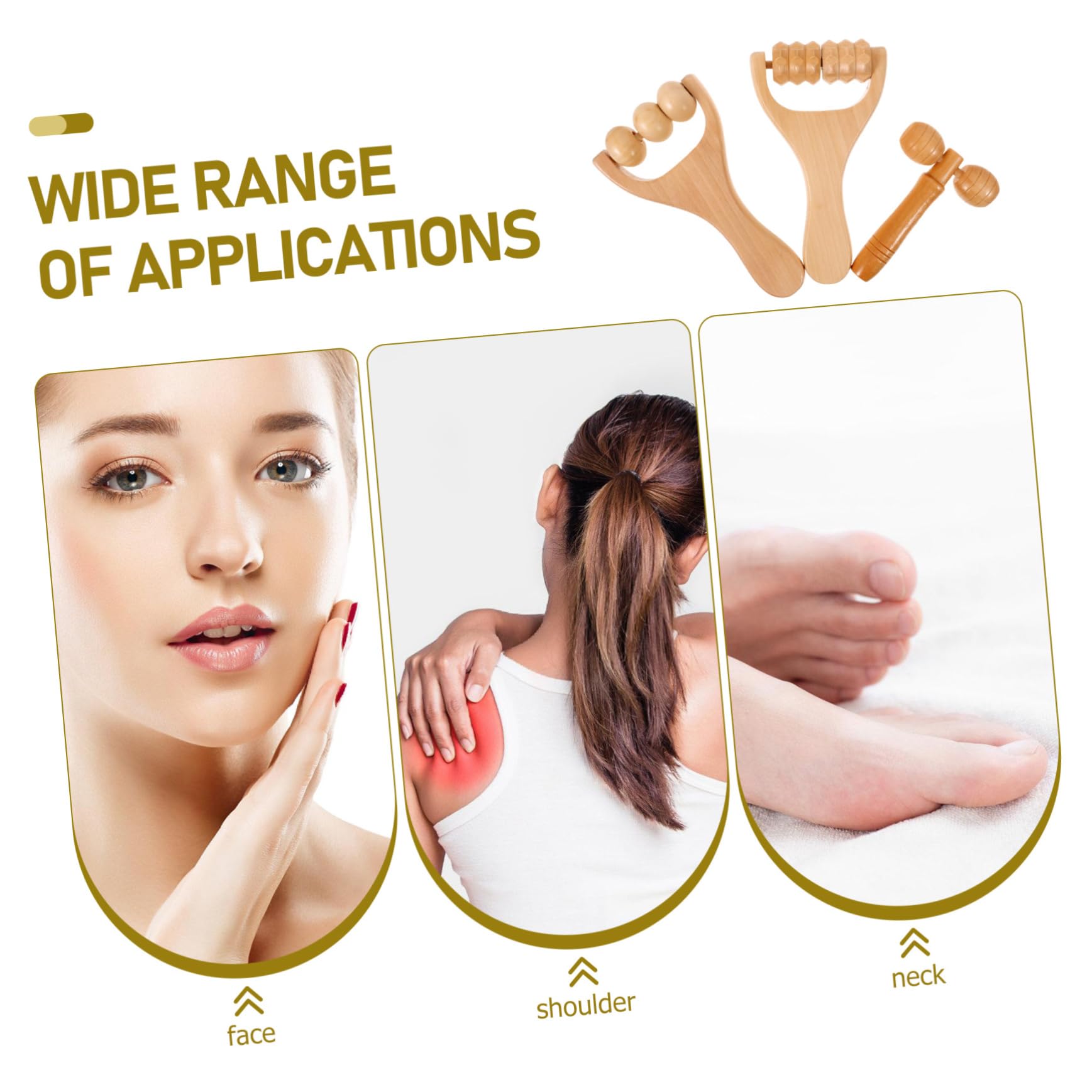 FOMIYES Sets Finger Roller for Muscle Relief Wooden Massage Roller for Legs Face Back Neck Shoulder Deep Tissue Massage Stick