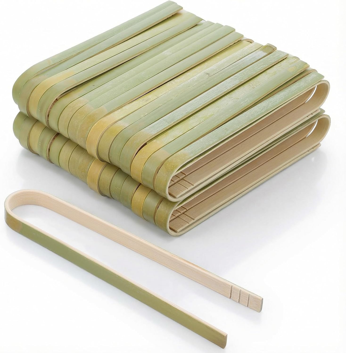 100 Pcs Mini Bamboo Tongs Disposable, 6.2 Inch Wooden Tongs for Toaster, Serving Food, Toast, Bread, Pickles, Tea Supplies, Disposable Utensils for Home, Catering & Buffet, Anti-slip Design