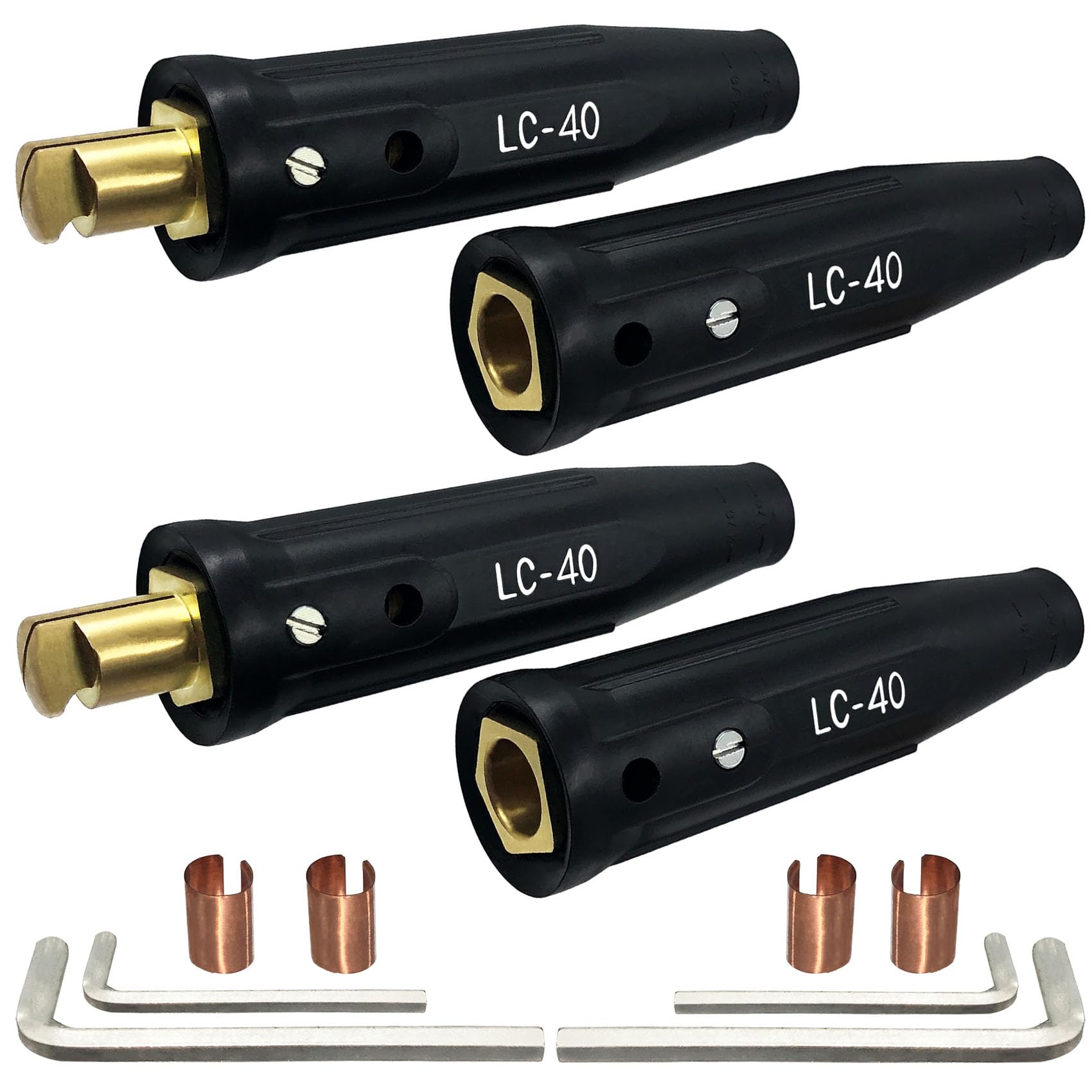 2 Pack LC-40 Welding Leads Quick Connector, Welding Cable Connectors, Male & Female Welding Connectors for Welding Machine Accessories, 1/0 and 2/0