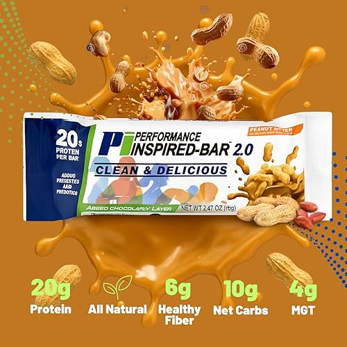 Miniatura 5 de Performance Inspired Nutrición - Barra de proteína 2.0 - Contiene - 0.71 oz de proteína - Fibra 6G - 0.14 oz MCT - 1 mil millones de probióticos CFU