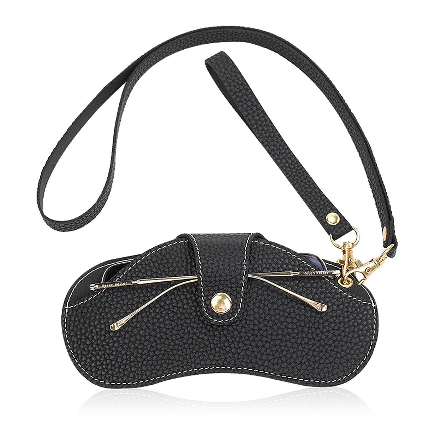 PayutouSoft Leather Sunglasses Case Portable Glasses Pouch Outdoor Carrying Organizer Eyeglass Bags with Wrist Strap