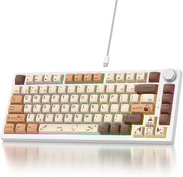 75% Mechanical Gasket Mount TKL Custom Keyboard - Wired Hot Swappable RGB Backlit for PC Laptop Windows Gamer Coffee Cat